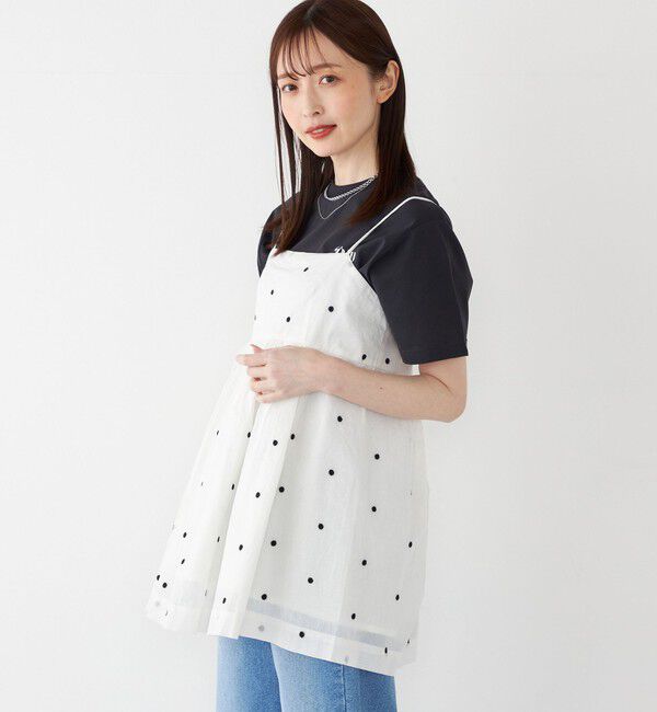 SHIPS Colors 「SHIPS Colors:〈手洗い可能〉コットンオーガンジー ドット エンブロイダリー キャミソール」|キャミソール|