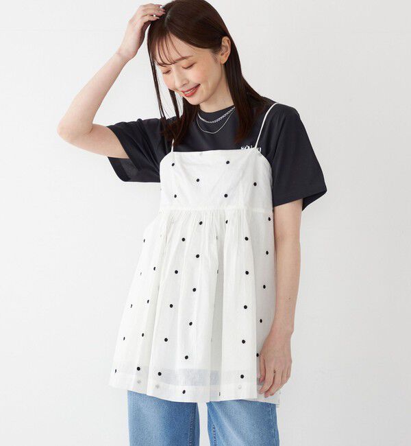 SHIPS Colors 「SHIPS Colors:〈手洗い可能〉コットンオーガンジー ドット エンブロイダリー キャミソール」|キャミソール|