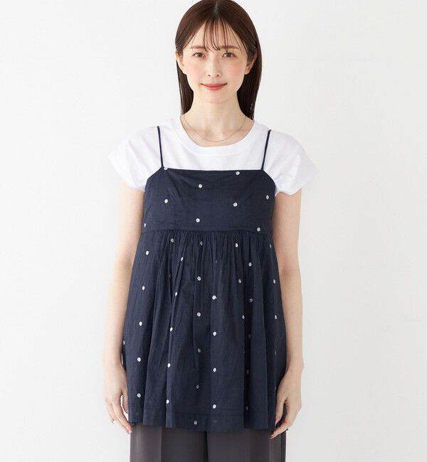 SHIPS Colors 「SHIPS Colors:〈手洗い可能〉コットンオーガンジー ドット エンブロイダリー キャミソール」|キャミソール|