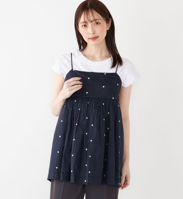 SHIPS Colors 「SHIPS Colors:〈手洗い可能〉コットンオーガンジー ドット エンブロイダリー キャミソール」|キャミソール|