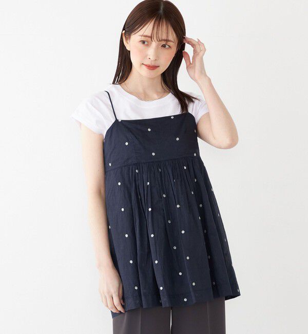 SHIPS Colors 「SHIPS Colors:〈手洗い可能〉コットンオーガンジー ドット エンブロイダリー キャミソール」|キャミソール|