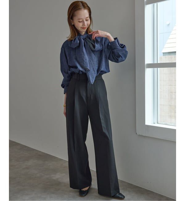 SLOBE IENA「フェザーデニムビッグボウタイシャツ」|シャツ・ブラウス|