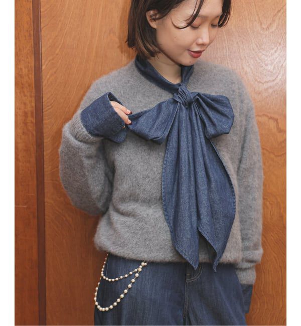 SLOBE IENA「フェザーデニムビッグボウタイシャツ」|シャツ・ブラウス|