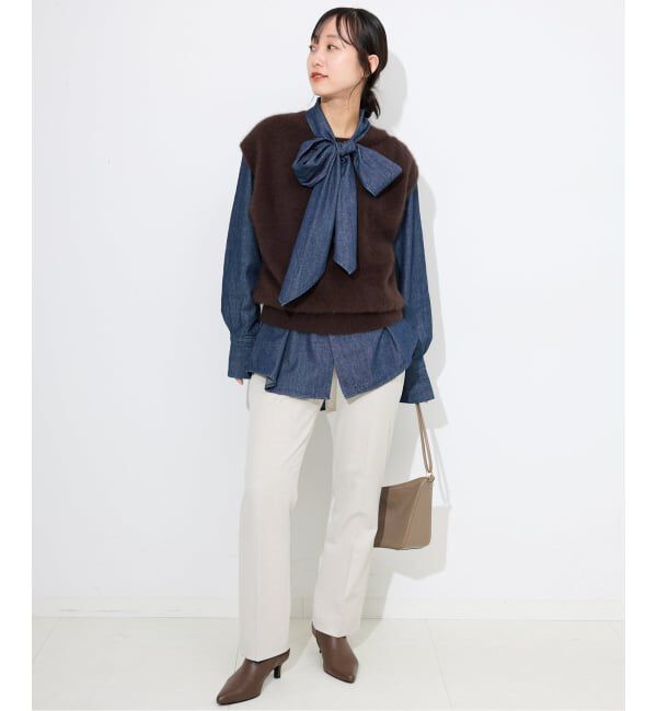 SLOBE IENA「フェザーデニムビッグボウタイシャツ」|シャツ・ブラウス|