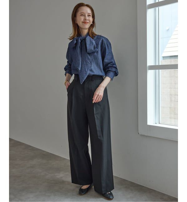 SLOBE IENA「フェザーデニムビッグボウタイシャツ」|シャツ・ブラウス|