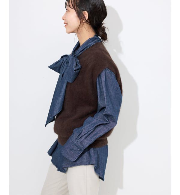 SLOBE IENA「フェザーデニムビッグボウタイシャツ」|シャツ・ブラウス|