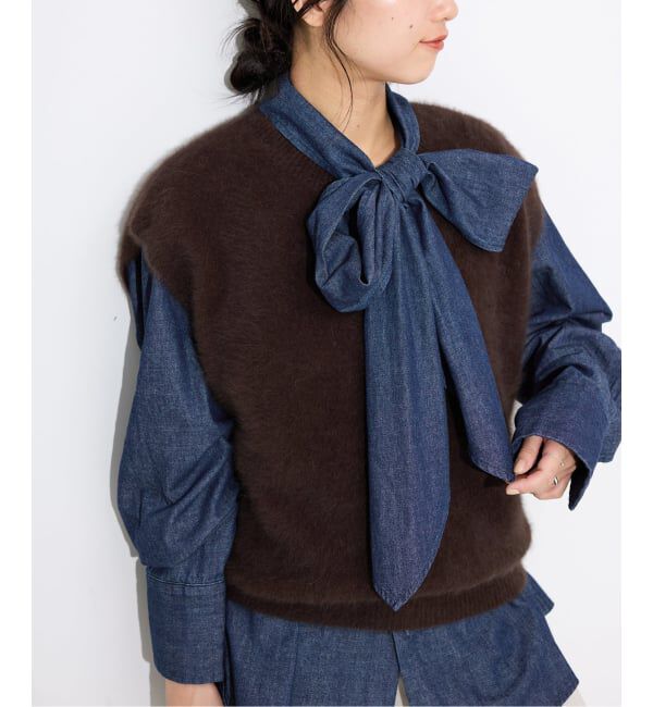 SLOBE IENA「フェザーデニムビッグボウタイシャツ」|シャツ・ブラウス|