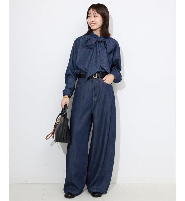 SLOBE IENA「フェザーデニムビッグボウタイシャツ」|シャツ・ブラウス|