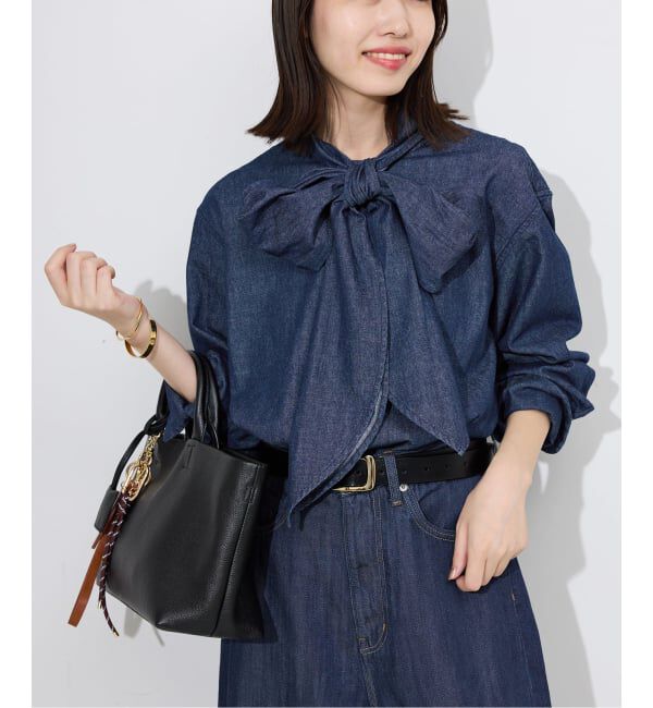 SLOBE IENA「フェザーデニムビッグボウタイシャツ」|シャツ・ブラウス|