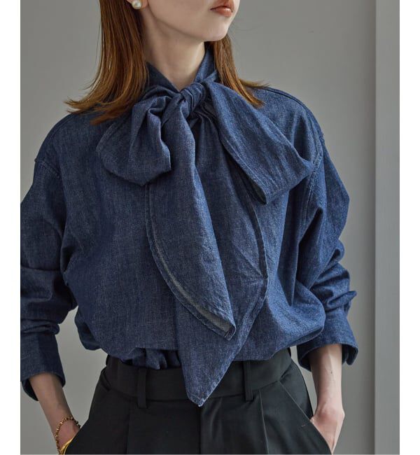 SLOBE IENA「フェザーデニムビッグボウタイシャツ」|シャツ・ブラウス|