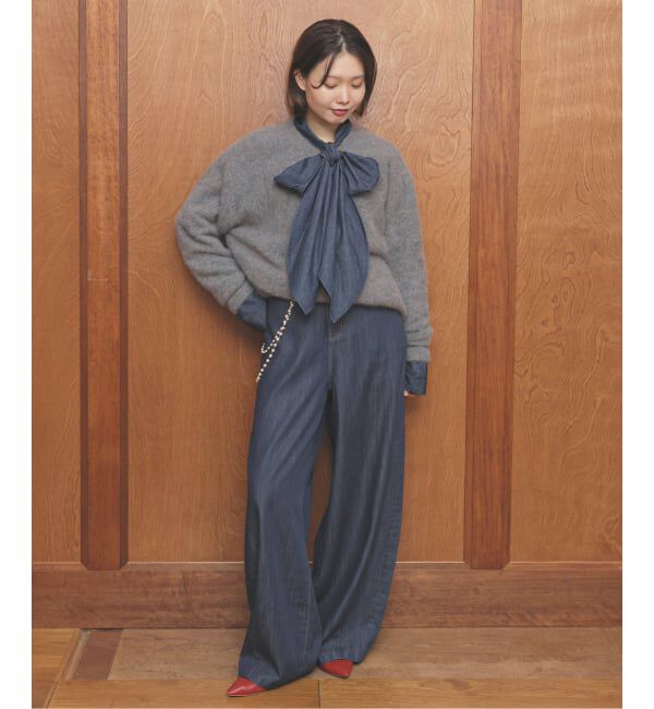 SLOBE IENA「フェザーデニムビッグボウタイシャツ」|シャツ・ブラウス|