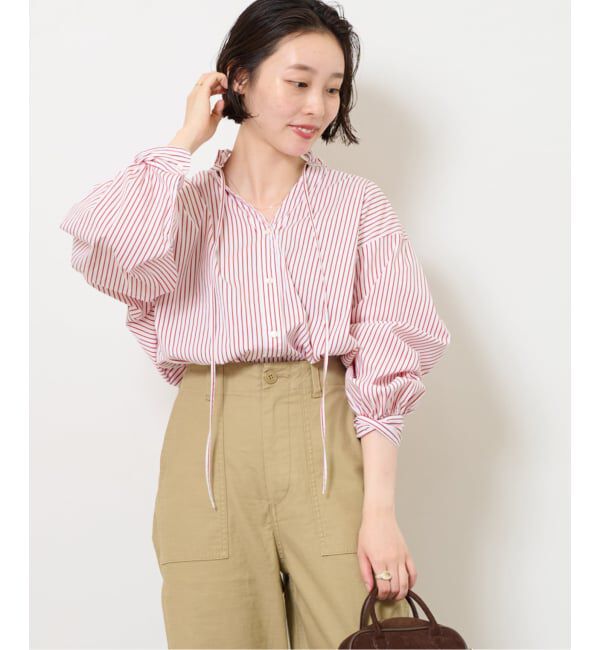JOURNAL STANDARD relume「《追加》ハイカウントストライプスタンドカラー2way」|シャツ・ブラウス|