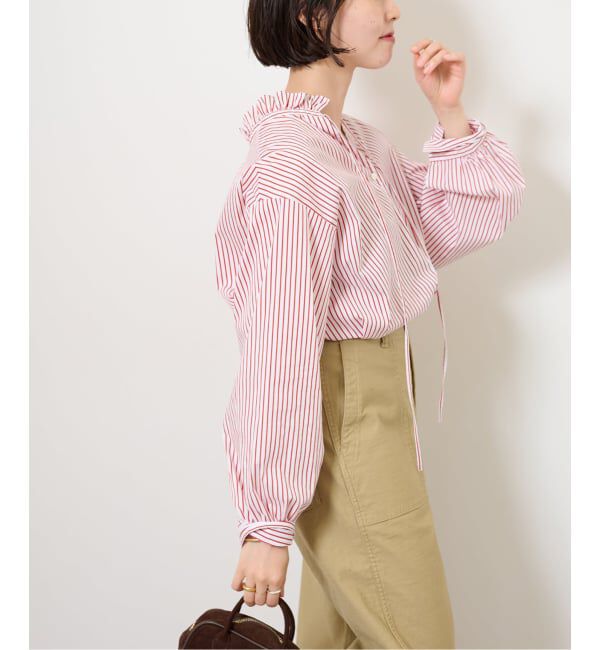 JOURNAL STANDARD relume「《追加》ハイカウントストライプスタンドカラー2way」|シャツ・ブラウス|