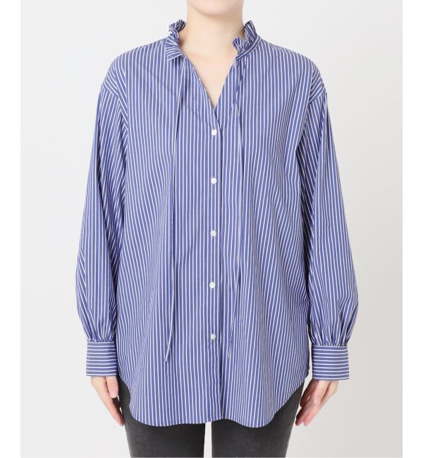 JOURNAL STANDARD relume「《追加》ハイカウントストライプスタンドカラー2way」|シャツ・ブラウス|