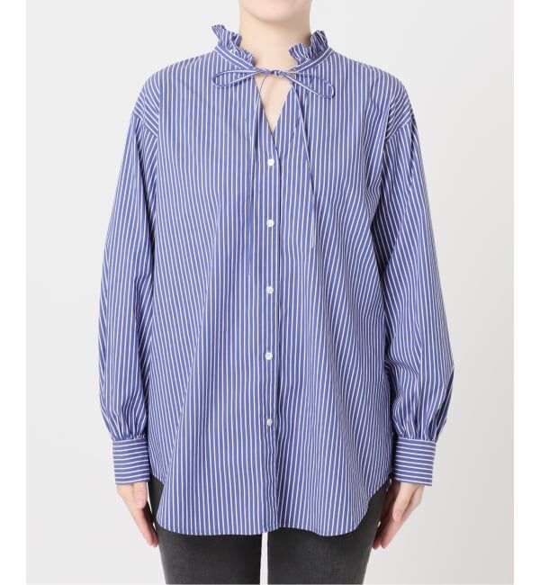 JOURNAL STANDARD relume「《追加》ハイカウントストライプスタンドカラー2way」|シャツ・ブラウス|