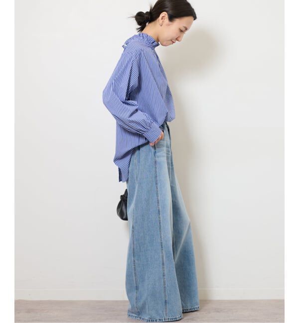 JOURNAL STANDARD relume「《追加》ハイカウントストライプスタンドカラー2way」|シャツ・ブラウス|