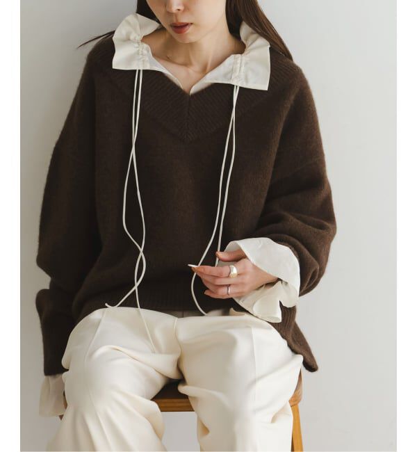 NOBLE「2WAYストリングスラッフルロングスリーブブラウス」|シャツ・ブラウス|ホワイト A