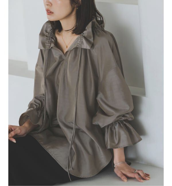 NOBLE「2WAYストリングスラッフルロングスリーブブラウス」|シャツ・ブラウス|