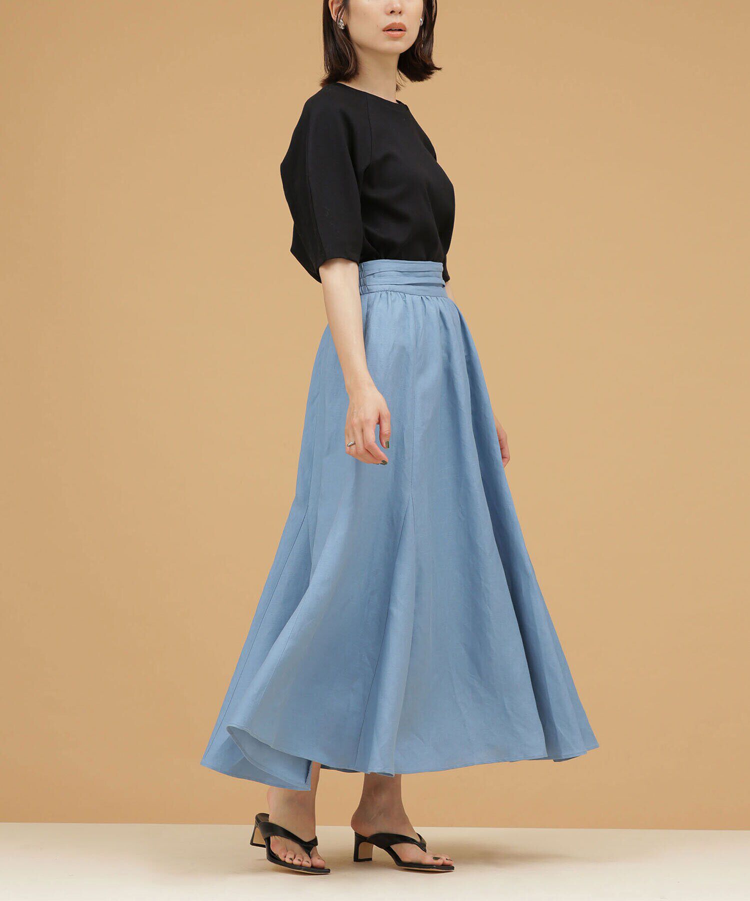 nano･universe「LB.03/リネンブレンドギャザーフレアスカート（セットアップ可）」|スカート|