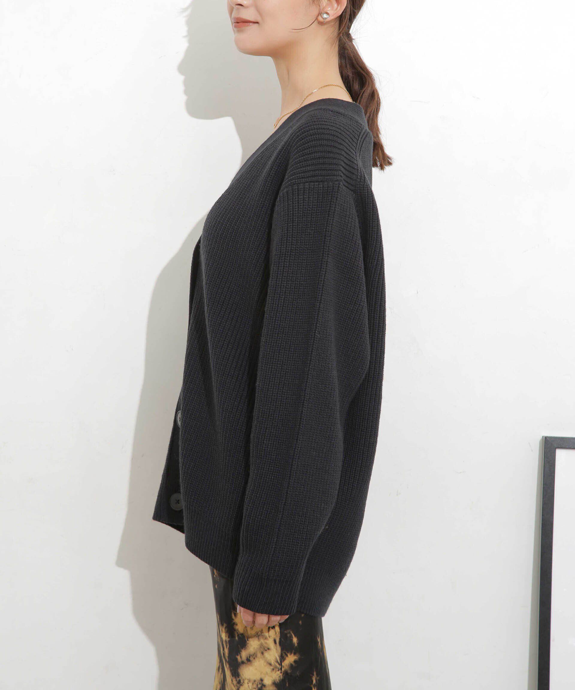 nano･universe「畦編Vネックカーディガン」|ニット・セーター|