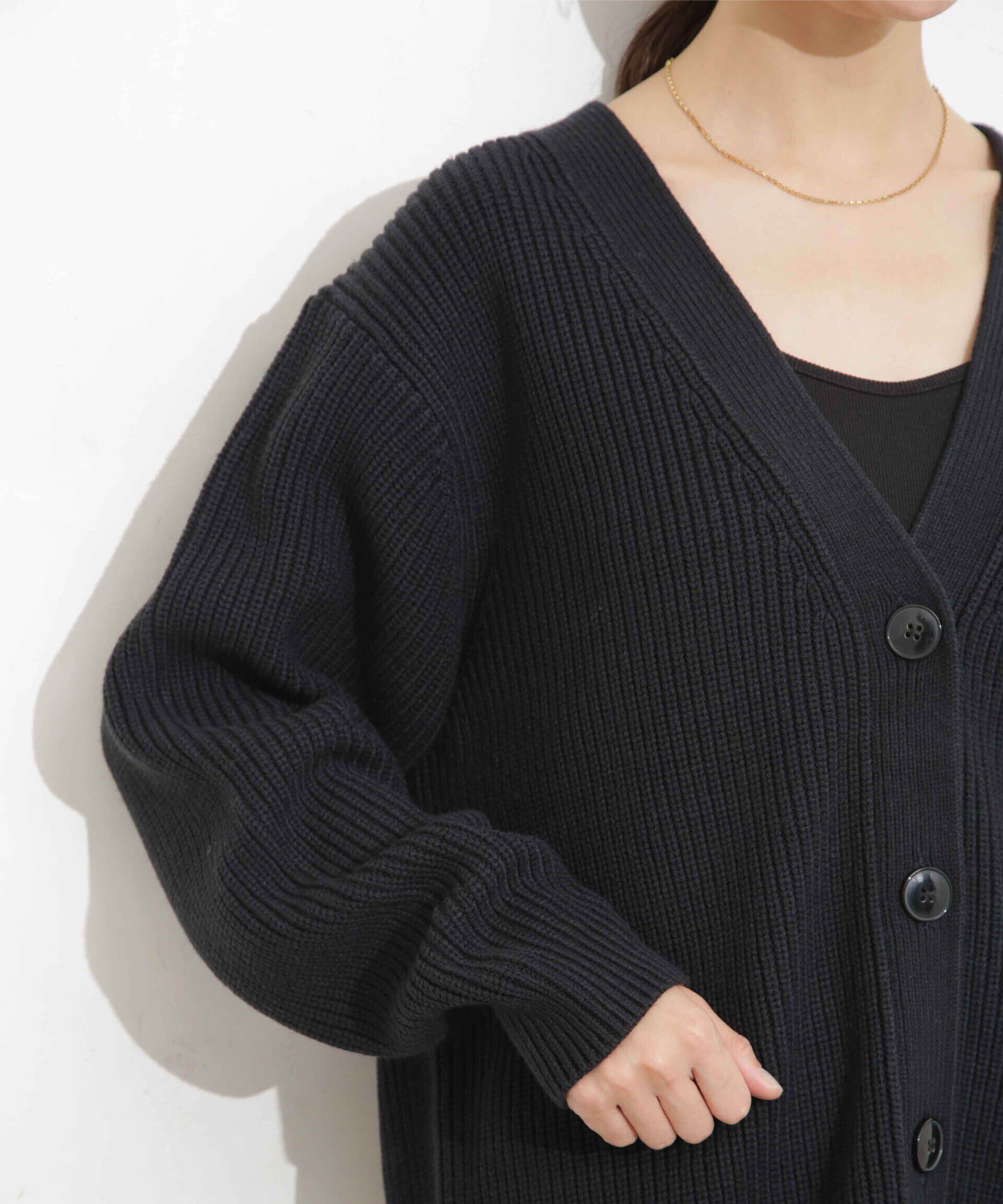 nano･universe「畦編Vネックカーディガン」|ニット・セーター|