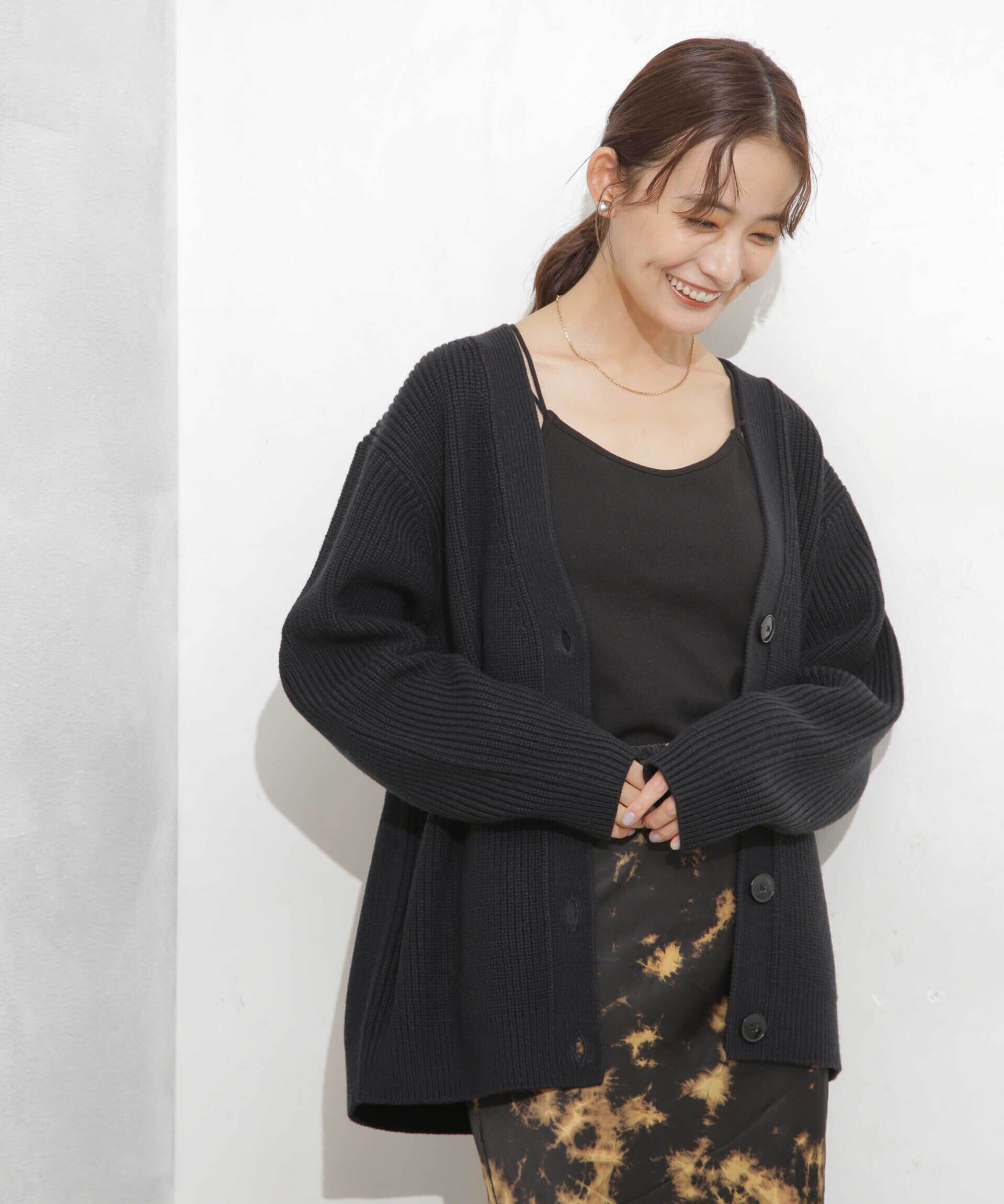 nano･universe「畦編Vネックカーディガン」|ニット・セーター|