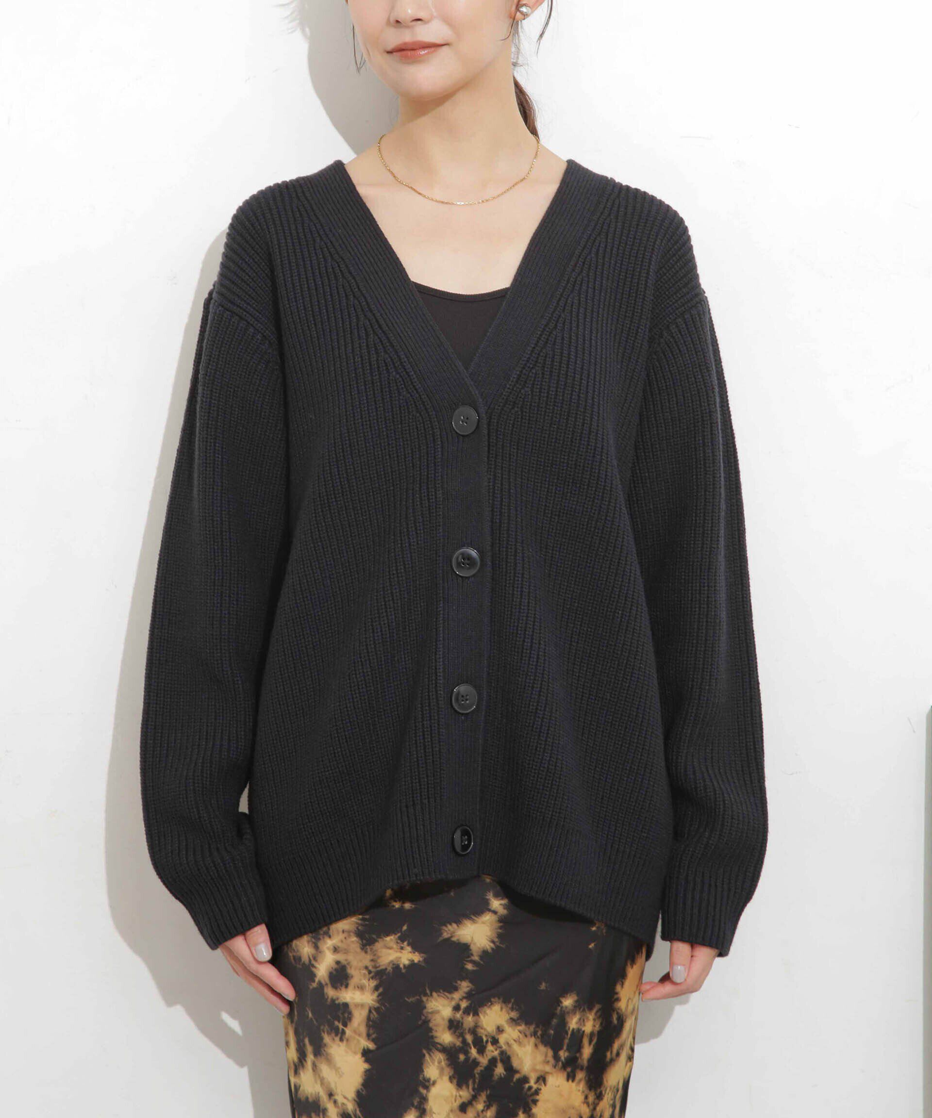 nano･universe「畦編Vネックカーディガン」|ニット・セーター|