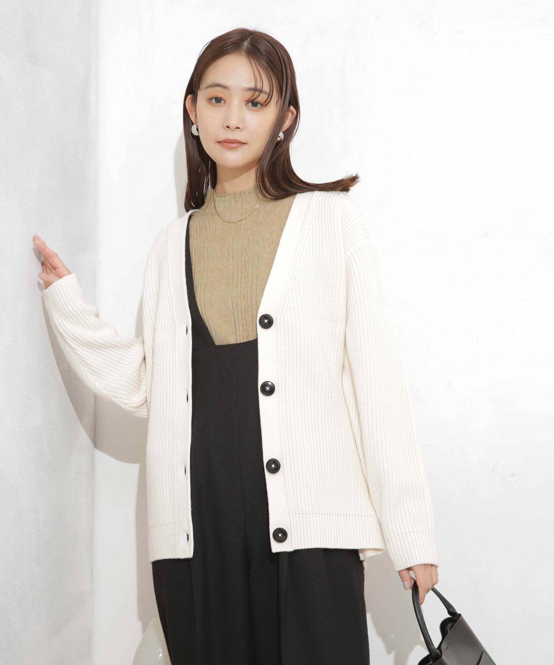 nano･universe「畦編Vネックカーディガン」|ニット・セーター|