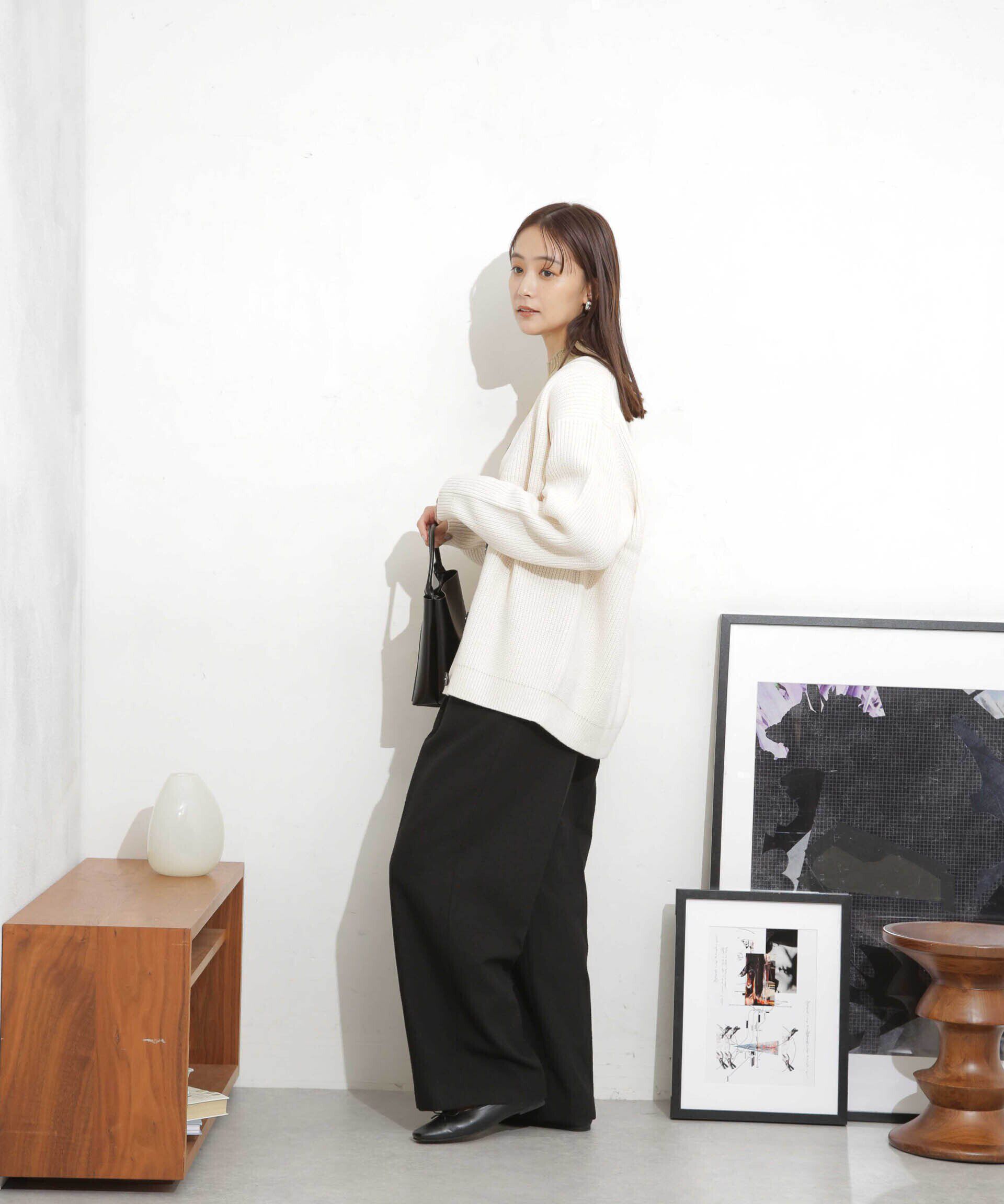 nano･universe「畦編Vネックカーディガン」|ニット・セーター|