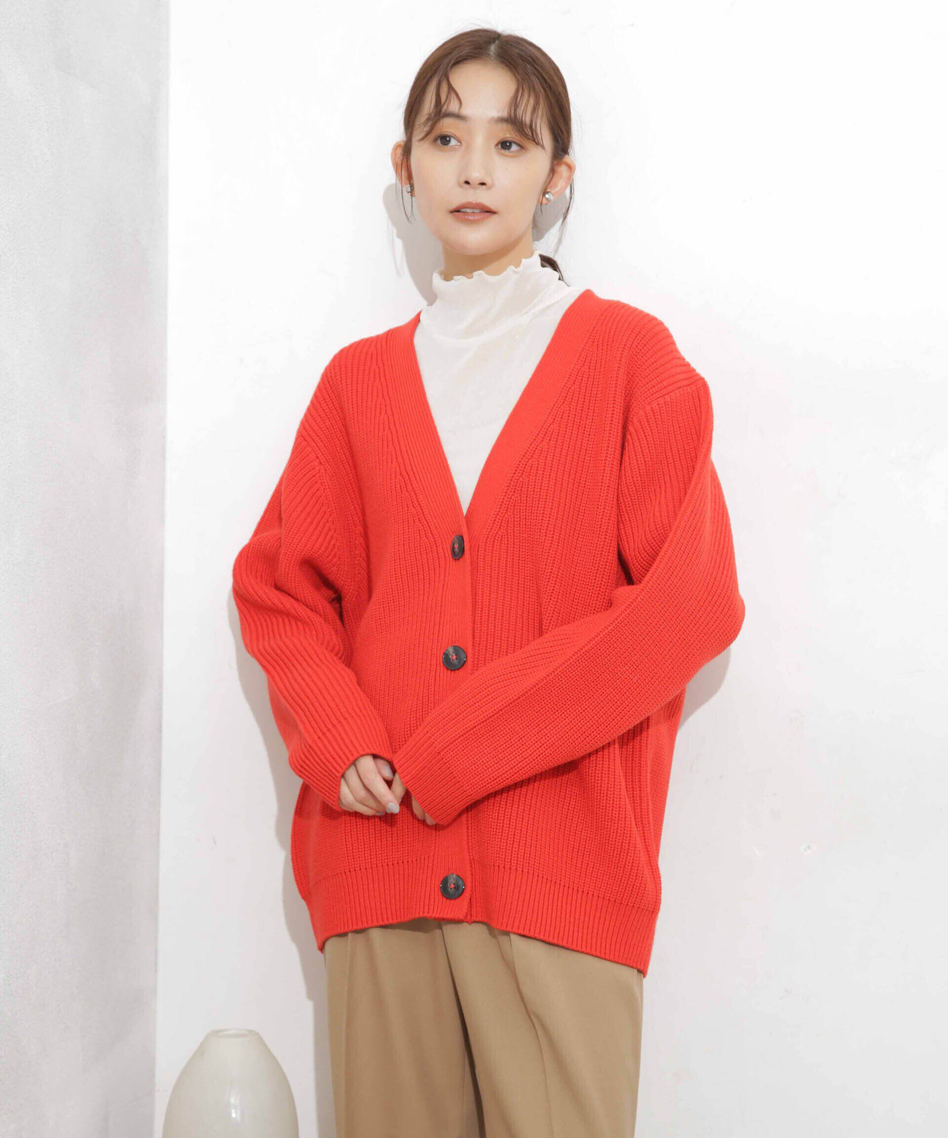 nano･universe「畦編Vネックカーディガン」|ニット・セーター|