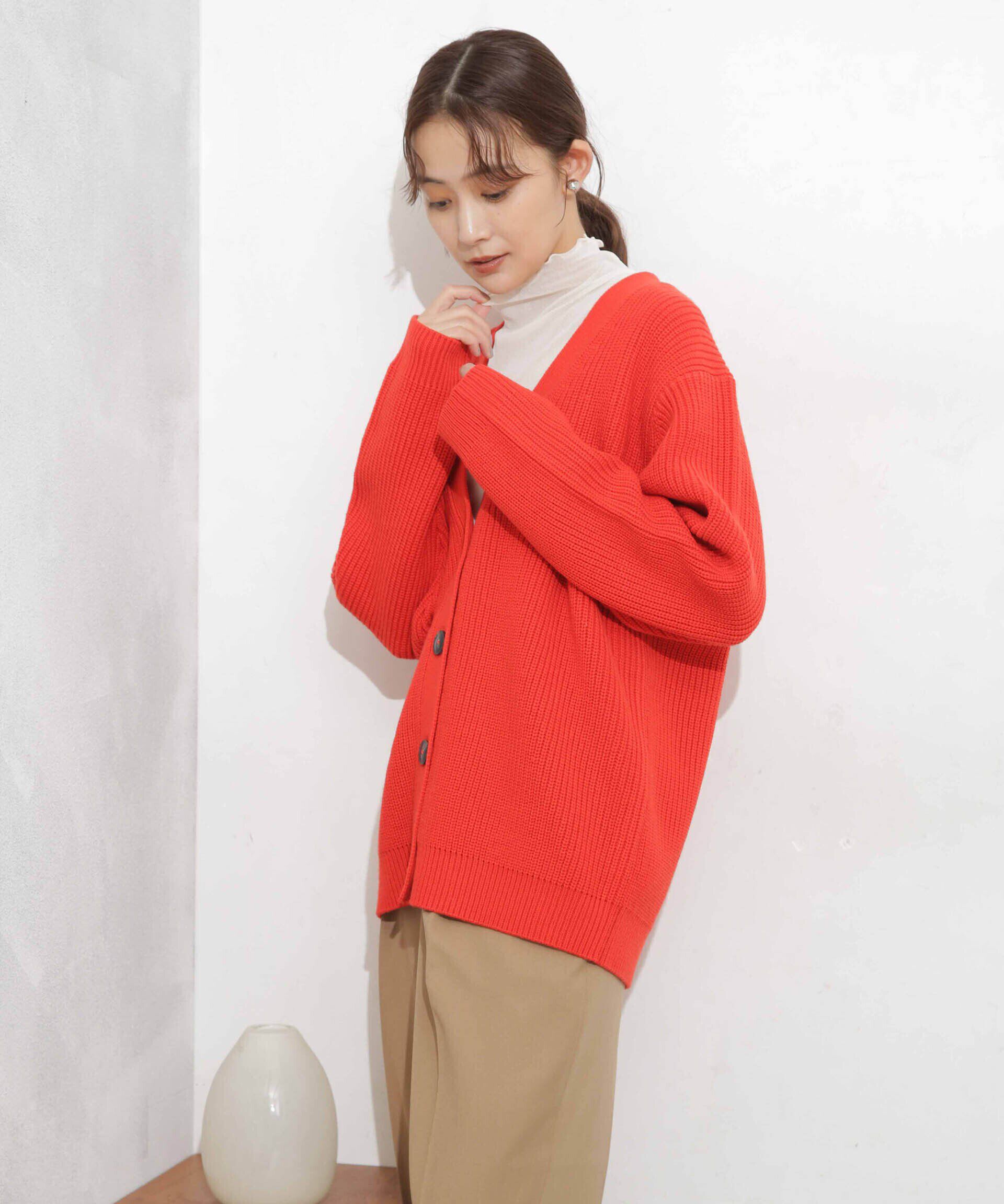 nano･universe「畦編Vネックカーディガン」|ニット・セーター|