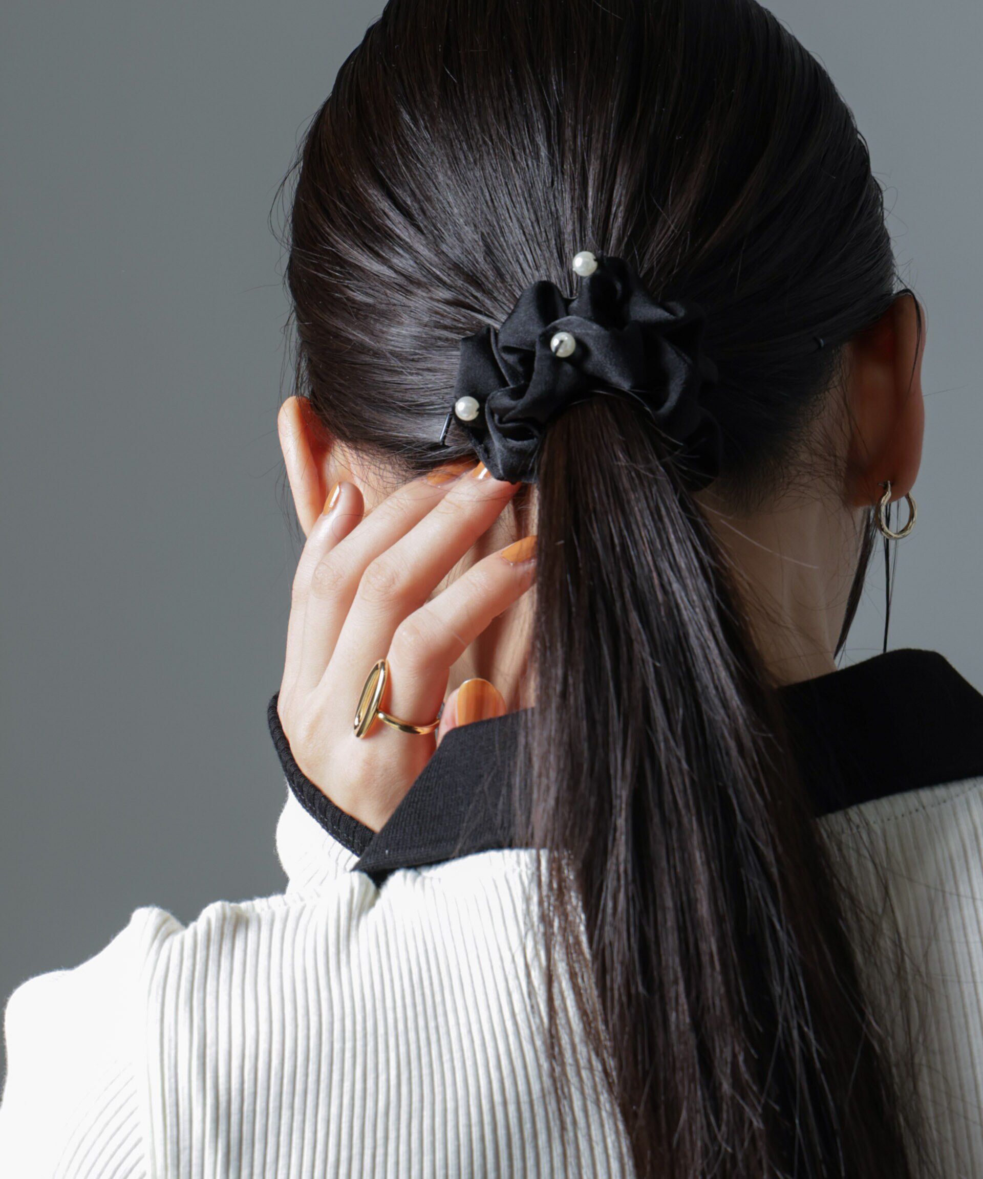 nano･universe「サテン＆オーガンシュシュセット」|その他|ブラック