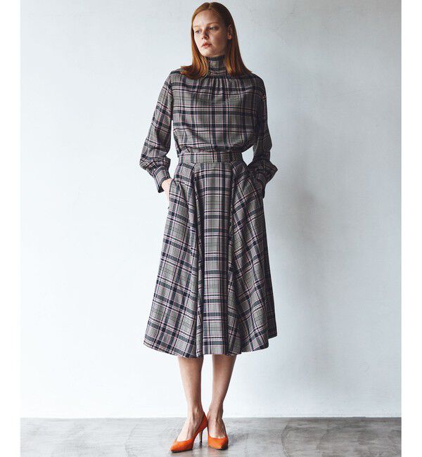 組曲「シアーツイルチェック ハイネックブラウス」|シャツ・ブラウス|