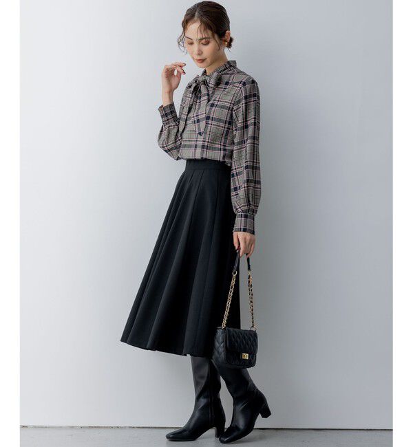 組曲「シアーツイルチェック ハイネックブラウス」|シャツ・ブラウス|