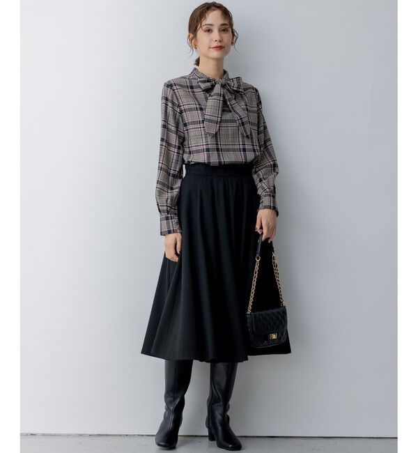 組曲「シアーツイルチェック ハイネックブラウス」|シャツ・ブラウス|