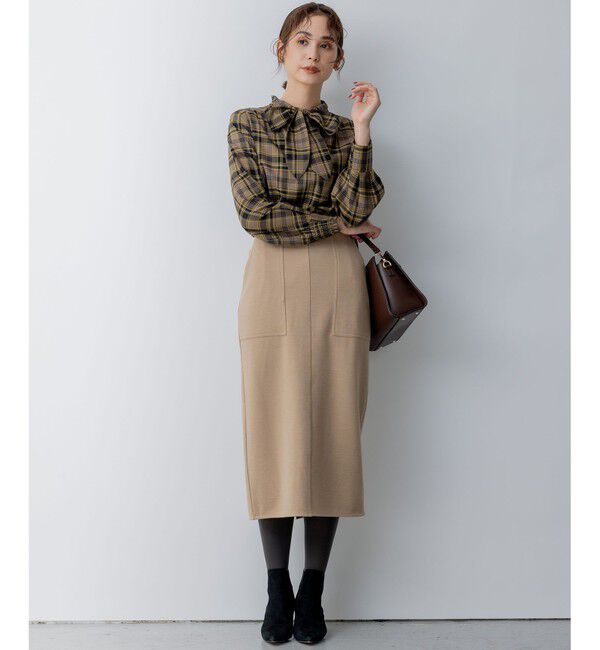 組曲「シアーツイルチェック ハイネックブラウス」|シャツ・ブラウス|