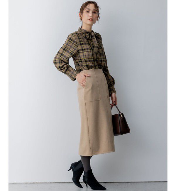 組曲「シアーツイルチェック ハイネックブラウス」|シャツ・ブラウス|