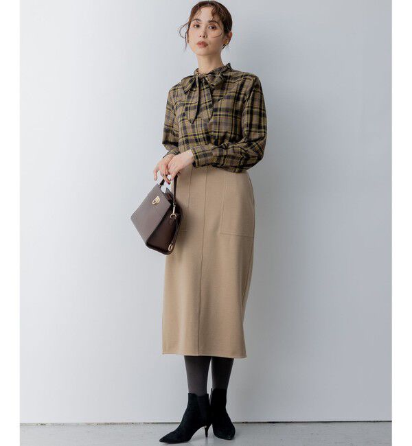 組曲「シアーツイルチェック ハイネックブラウス」|シャツ・ブラウス|