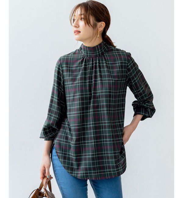 組曲「シアーツイルチェック ハイネックブラウス」|シャツ・ブラウス|