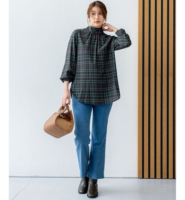組曲「シアーツイルチェック ハイネックブラウス」|シャツ・ブラウス|
