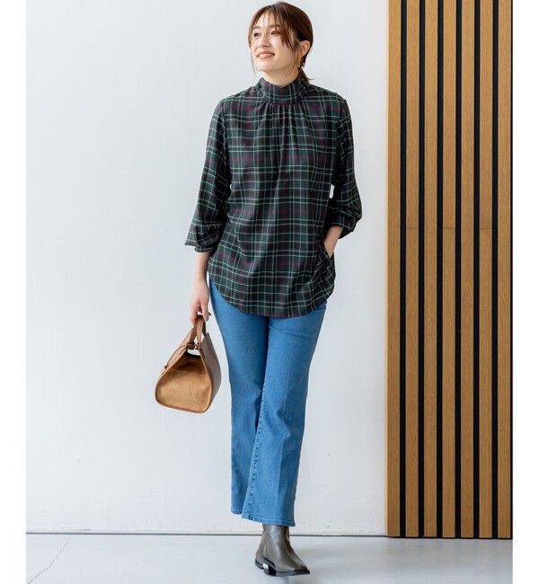 組曲「シアーツイルチェック ハイネックブラウス」|シャツ・ブラウス|