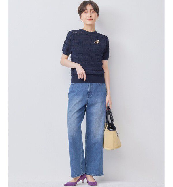 組曲「【WEB限定カラーあり】コットンポリエステル 編み柄カーディガン」|カーディガン|