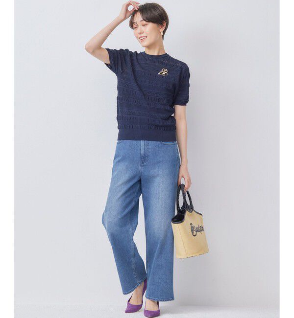 組曲「【WEB限定カラーあり】コットンポリエステル 編み柄カーディガン」|カーディガン|