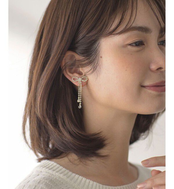 組曲「【好評につき追加販売】ダイヤレーンリボンイヤリング」|イヤリング|