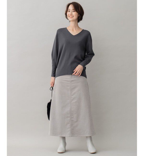 自由区「【洗える/セット可】レーヨンポリエステルスムース Vネックニット」|ニット・セーター|