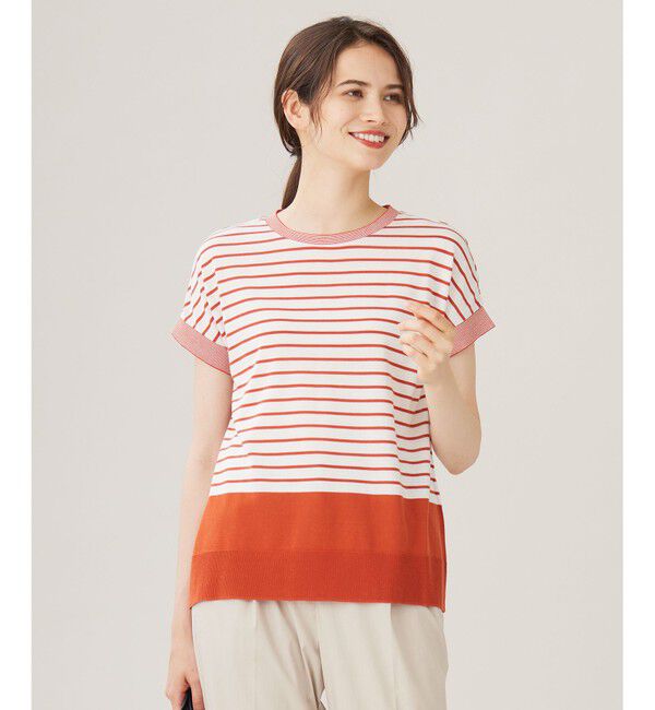 自由区「【WEB限定・洗える】ニットソーボーダー トップス」|ニット・セーター|ｷｬﾛｯﾄ&times;ｵ