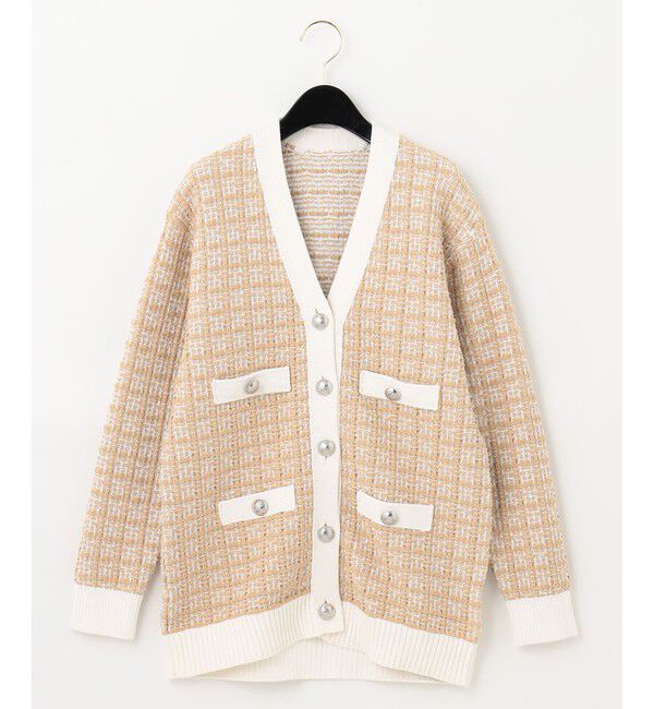  「ツイードチェックニットカーディガン」|カーディガン|