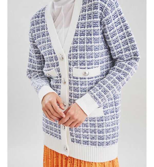  「ツイードチェックニットカーディガン」|カーディガン|