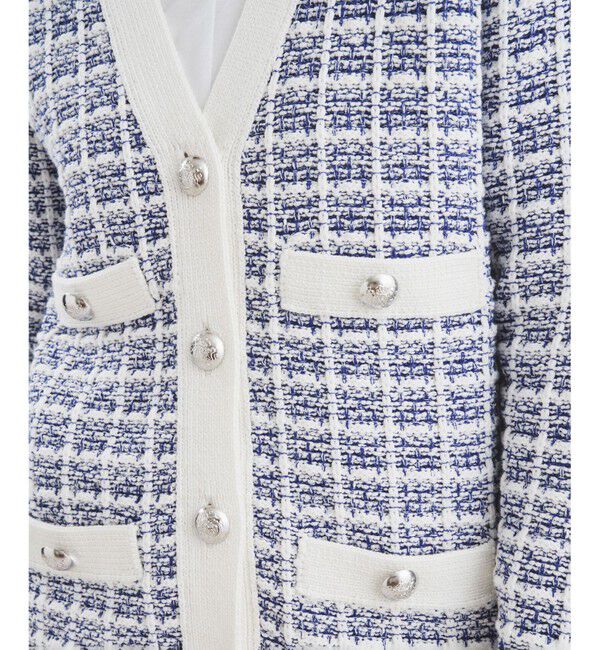  「ツイードチェックニットカーディガン」|カーディガン|