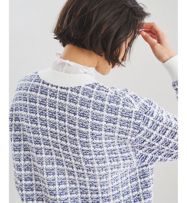  「ツイードチェックニットカーディガン」|カーディガン|